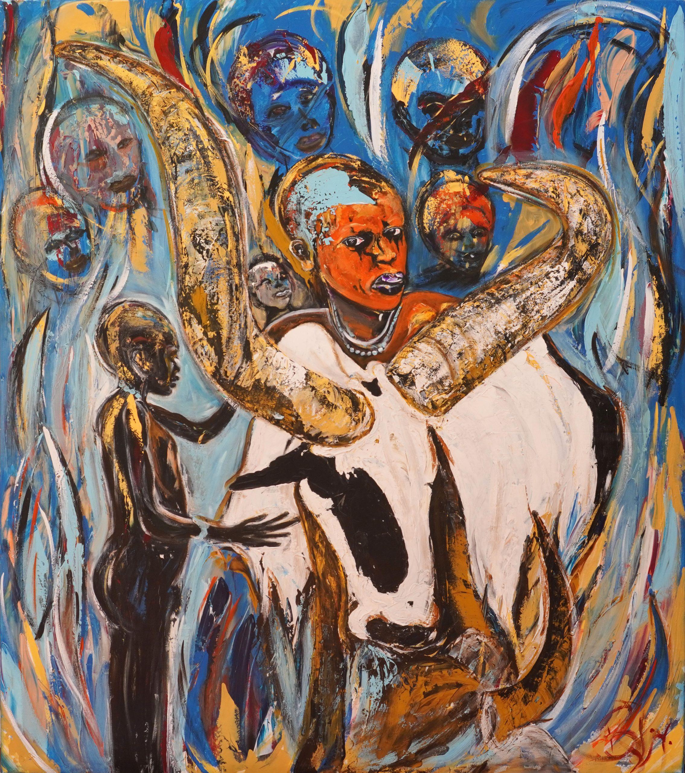 Lost Faces — a crowd of overlapping faces in saturated colour